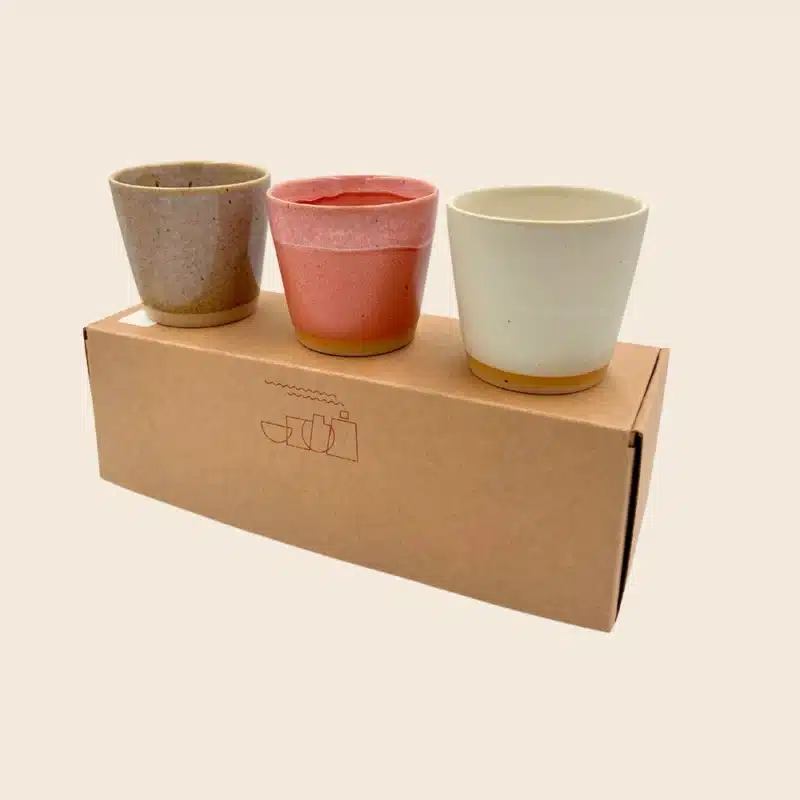 Gaveæske med 3 originale Ø-kopper fra Bornholms Keramikfabrik