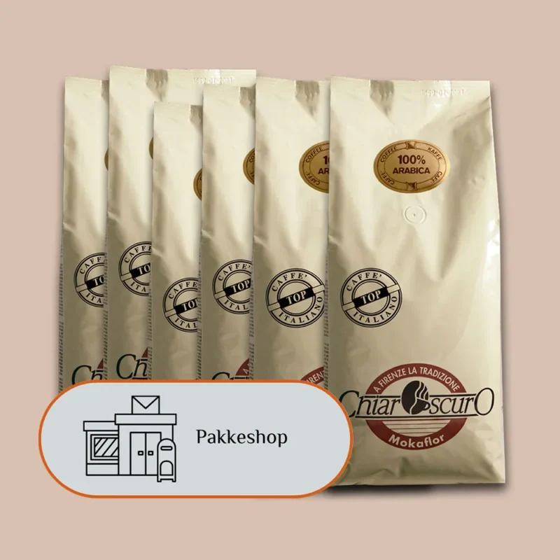 Bestseller Chiaroscuro 100% arabica kaffe som kaffeklip inkl. 3 x forsendelse til din nærmeste pakkeshop.