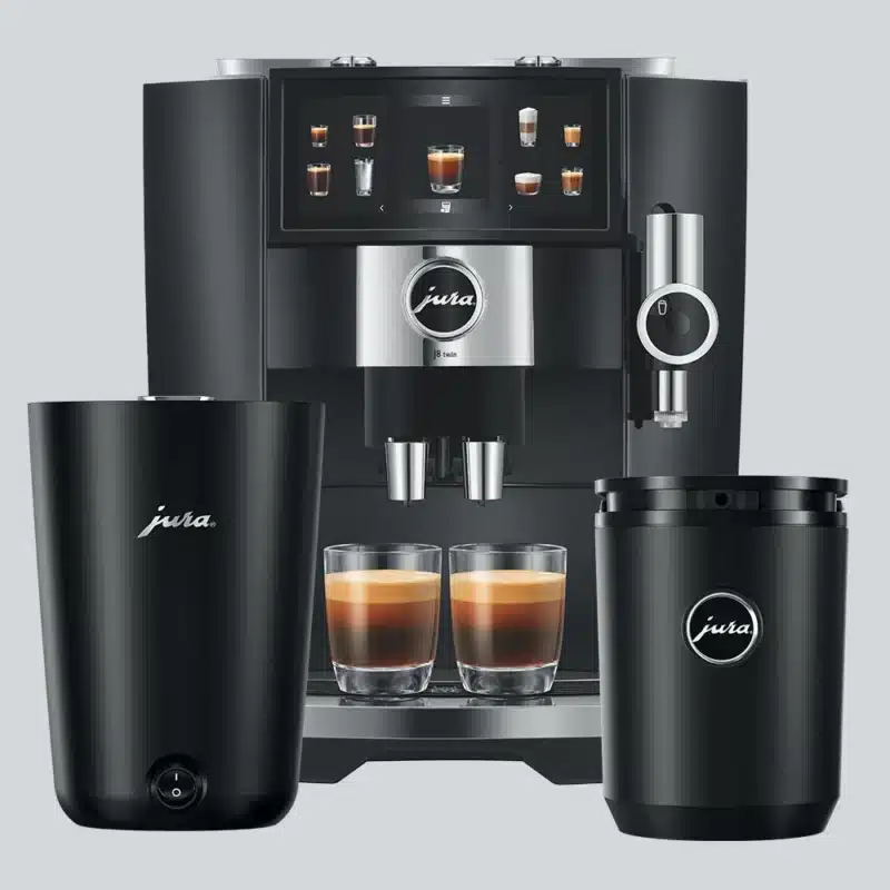 Jura J8 twin Diamond Black inklusiv Jura Cool Control 0,6L og Jura kopvarmer