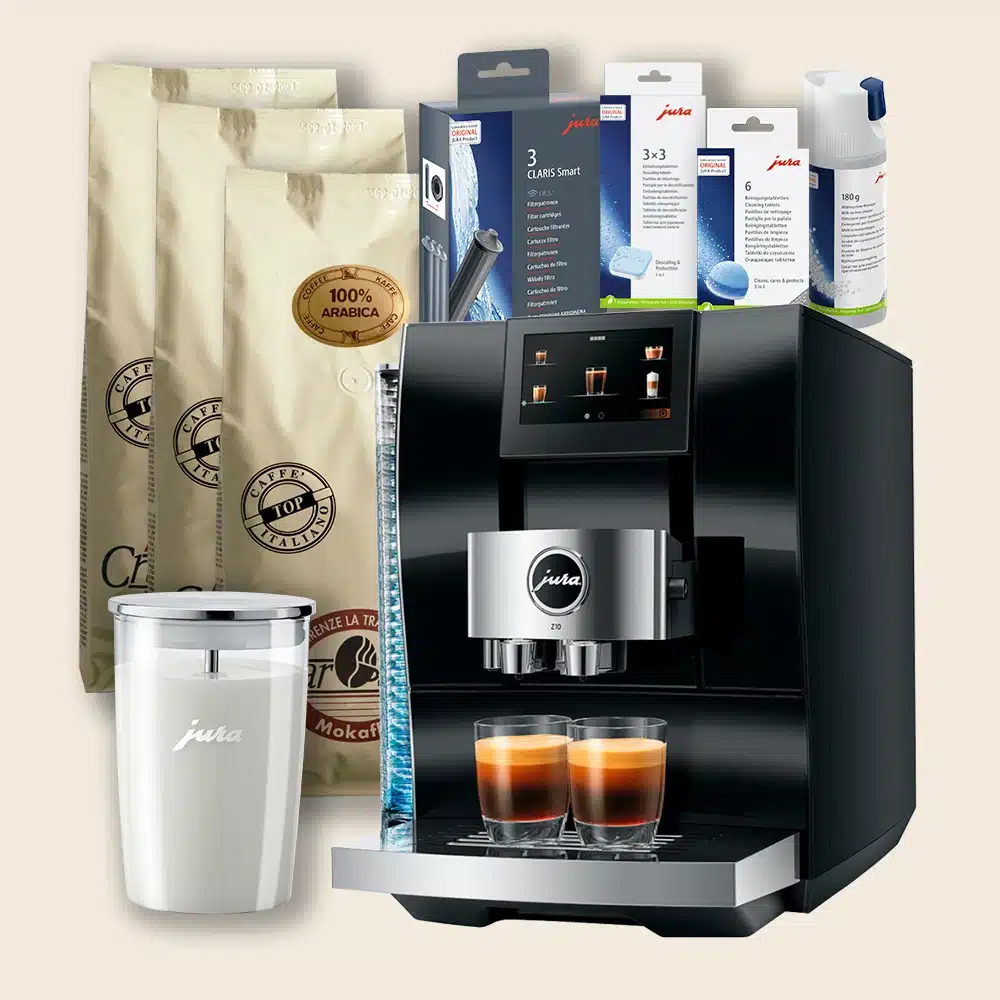 Jura Z10 pakketilbud med alt hvad du behøver den gode kaffeoplevelse - inkl. 3 kg gourmetkaffe
