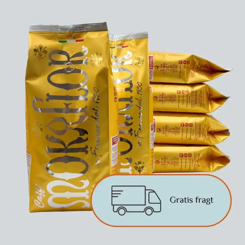 Kaffepakke med 6 kg Mokaflor Gold 80/20 kvalitetskaffebønner.