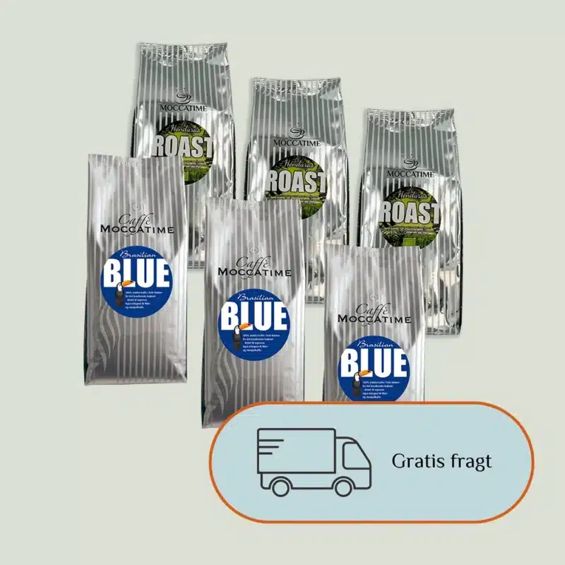 Kaffepakke med 3 kg Honduras Roast økologisk kaffe og 3 kg Moccatime Blue