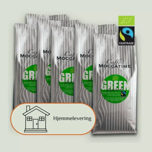 Kaffeklip, 6 kg Moccatime Green Attitude økologiske fair trade espressobønner inkl. 3 x forsendelse helt hjem til din bopæl.