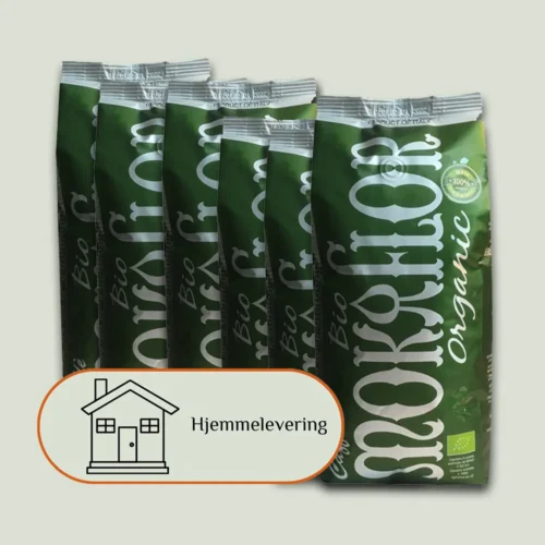 Kaffeklip, 6 kg Mokaflor Organic espressobønner inkl. 3 x forsendelse helt hjem til din bopæl.