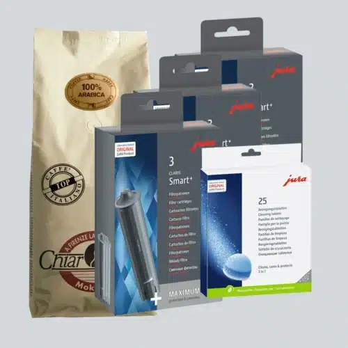 Jura Plejepakke 3 pakker filtre, 25 rensetabs og 1 gratis kilo gourmetkaffe