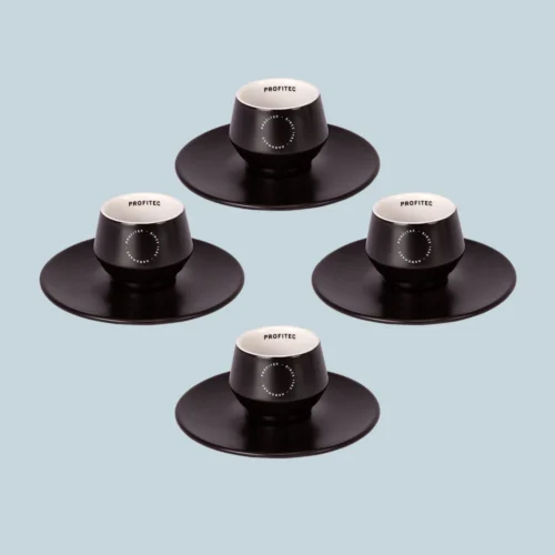 4 stk Profitec espressokopper med underkopper